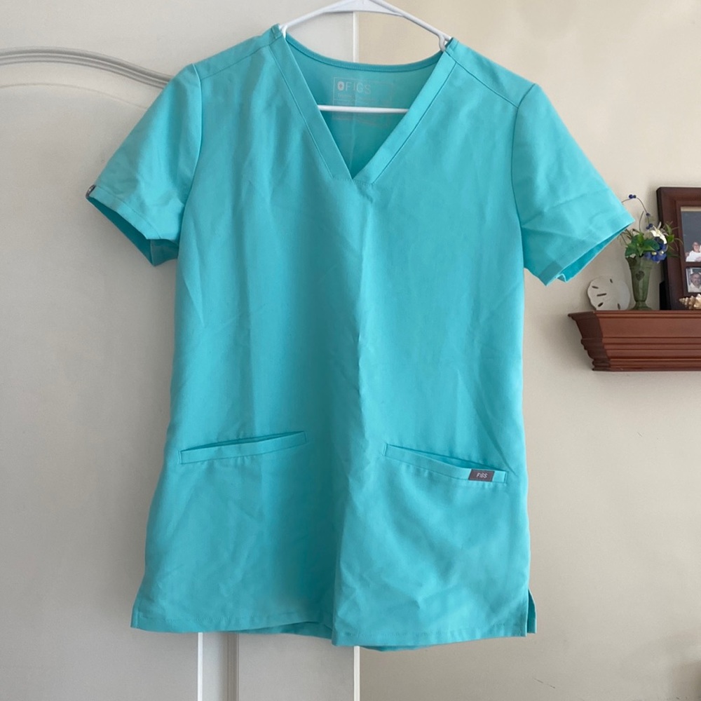 Figs XS Teal Scrub Top